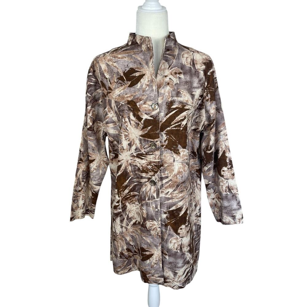 Coldwater Creek Linen Cotton Shacket Tropical Neutral Sz XLP Lagenlook Timeless